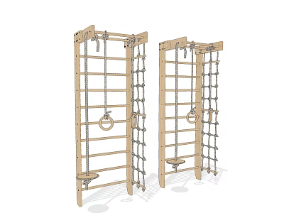 Outdoor Play Equipment Wooden Climbing Frame With Chains Rings And Pedals 3d model