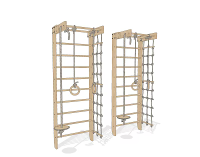 Outdoor Play Equipment Wooden Climbing Frame With Chains Rings And Pedals 3d model
