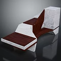 Modern Geometric Furniture Piece With Wooden And White Marble Multi Level Platforms