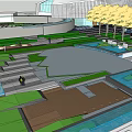 Modern Garden Landscape Design With Water Features Stone Walkways And Yellow Trees