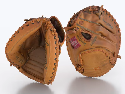 High Quality Leather Baseball Gloves For Sports Equipment With Classic Design And Durable Build 3d model