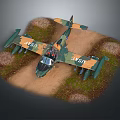 Camouflage Military Aircraft Parked On Dirt Ground With Grass And Rocks