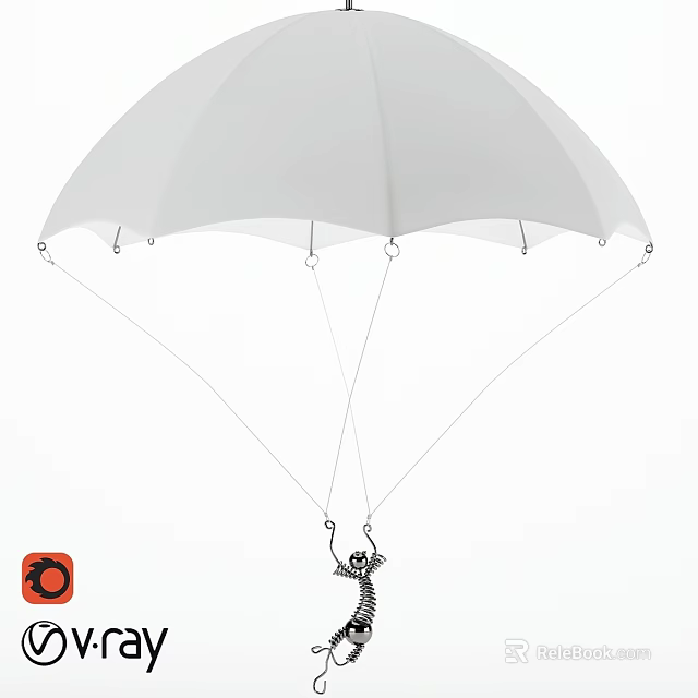 White Umbrella Shaped Chandelier With Modern Metal Frame For Home Interior Design 3d model 