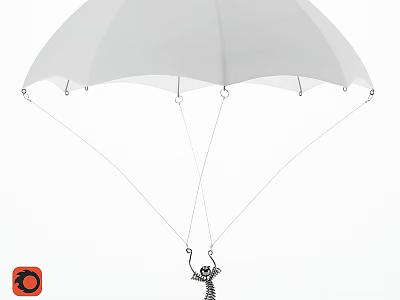 White Umbrella Shaped Chandelier With Modern Metal Frame For Home Interior Design 3d model