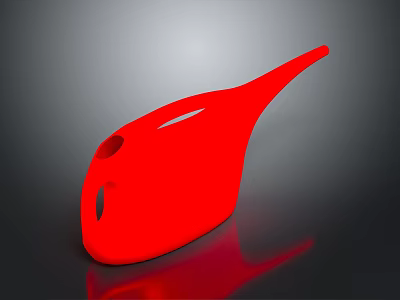 Red Streamlined Functional Household Kitchen Tool With Long Handle And Holes 3d model