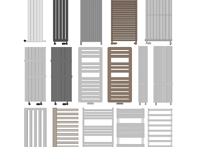 Various Modern Radiator Designs With Different Colors And Styles For Home Interiors 3d model