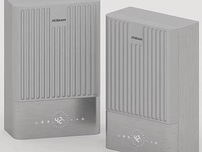 KORAMAN Silver Audio Devices With Grille Design And Digital Control Panel 3d model