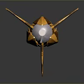 Golden Abstract Sculpture With Modern Angular Design And Shiny Glossy Finish