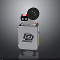 D INDUSTRIAL Mobile Industrial Equipment With White Body Black Reel Red Control Buttons And Wheels