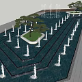 Modern landscape pool fountain pool water feature spring 3d model