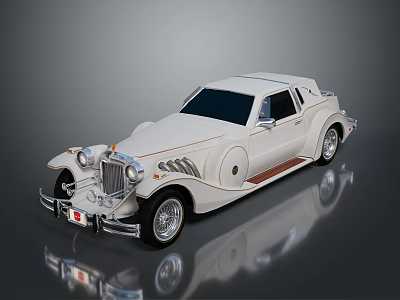 White Vintage Classic Car With Chrome Accents Smooth Body And Reflective Surface 3d model