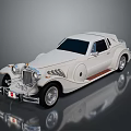 White Vintage Classic Car With Chrome Accents Smooth Body And Reflective Surface