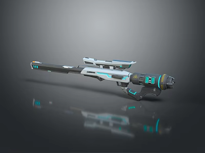 Futuristic Sci Fi Weapon Design With Sleek Metallic Body And Blue Neon Accents 3d model