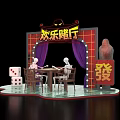 Happy Gambling Hall Themed Photo Spot With Skeletons Playing Mahjong Dice And Fortune Symbol Decorations