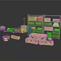 Organized Storage Space With Stacked Crates Metal Shelves And Various Boxes