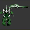 Green Sci Fi Mech Robot With Biomechanical Design And Extended Beak Feature 3d model