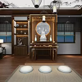 Buddhist Zen Interior Design With Buddha Statue Shrine And Traditional Chinese Decor