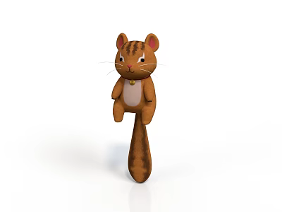 Cartoon Style Squirrel Rattle Squirrel Rattle Plush Toy Children's Toy Animal Shape Anthropomorphic Squirrel with Collar Squirrel Brown Squirrel 3d model