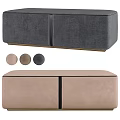 Stylish Upholstered Storage Ottoman Bench in Gray Beige Pink Tones with Decorative Stitching