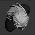 Woman 3D Model Bust with Long Hair and Black Top Against Gray Background