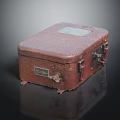 Rusty Metal Equipment Box With Label And Latches On Reflective Surface 3d model