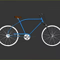 Blue Modern Bicycle with Red Seat and White Wheels in Sleek Design