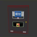 Gray Casing Computer Control Panel With Digital Display Screen Control Buttons And Security Lock