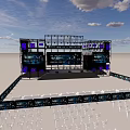 Outdoor Stage Setup With Lighting Equipment Screens And White Seating Arrangement