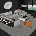 Modern Poliform Sofa Coffee Table Combination 3d model