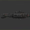Futuristic Sci-Fi Large Spaceship Featuring Streamlined Gray Design Red Details Weapon Systems And Thrusters 3d model