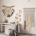 Bohemian Room Decor With Macramé Wall Hangings Feather And Leaf Art
