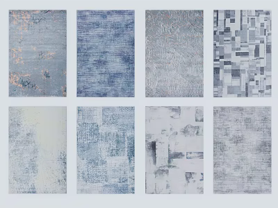 Square Rugs With Various Modern Abstract Geometric Blue Grey White Color Patterns 3d model