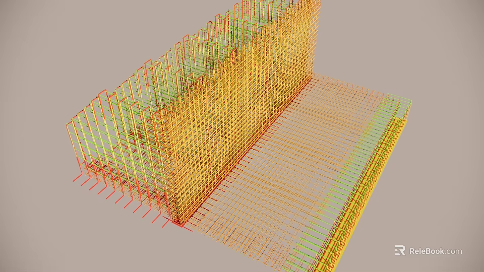 Building Component 3D Model With Reinforcement Steel Bars Grid Structure Design 3d model 