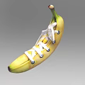 Creative Banana Shaped Shoe Design With White Shoelaces And Yellow Peel