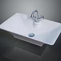 Modern White Square Bathroom Sink Basin With Chrome Faucet And Sleek Design