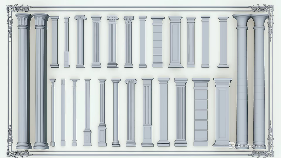 Roman Columns Collection Showcasing Different Classical Architectural Styles And Designs 3d model