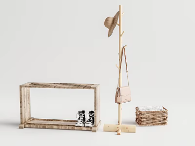 Nordic Style Hanger Log Shoe Cabinet Hanger 3d model