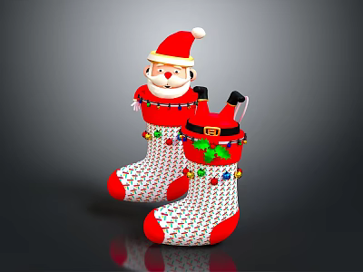High Quality Commercial Christmas Decorative Socks With Santa Claus Doll Design 3d model