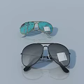 Stylish Aviator Sunglasses With Green And Black Lenses And Tags