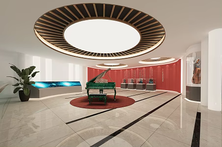 Modern Museum Music Exposition Room 3d model