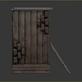 Rustic Wooden Storage Structure With Corrugated Roof Plank Walls And Decorative Door