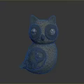 Owl Sculpture With Intricate Body Patterns Shiny Eyes And Textured Surface Decorative Figurine