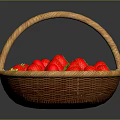 Beautiful Wicker Basket Filled with Fresh Ripe Strawberries and Yellow Flowers