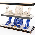 Elegant Multi Tiered Watch Display Stand With Blue Support Stands Showcasing Timepieces 3d model