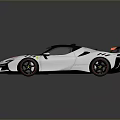 White Sports Car With Black Roof Orange Accents And Rear Spoiler