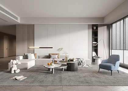 Modern Living Room Cream Living Room Coffee Table Single 3d model