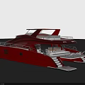 Red Catamaran Yacht With Modern Design And White Accent Features