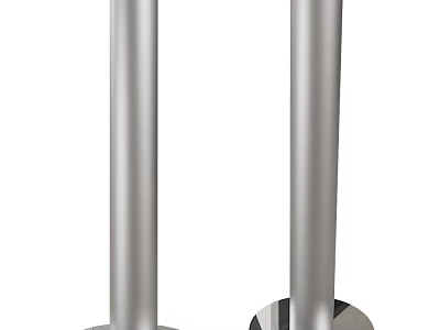 Modern Silver Cylindrical Metal Stands With Round Base And Sleek Design 3d model