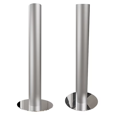 Modern Silver Cylindrical Metal Stands With Round Base And Sleek Design 3d model
