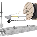 Building Construction Components With Steel Bars Wheelbarrow Cable Reel And Concrete Elements